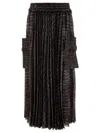 Sacai Pleated Skirt With Cargo Pockets Skirts Black In Black