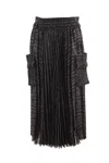 Sacai Pleated Skirt With Cargo Pockets In Black