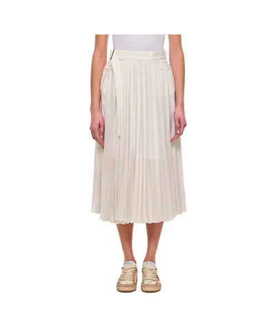 Sacai Pleated Skirts In Nude