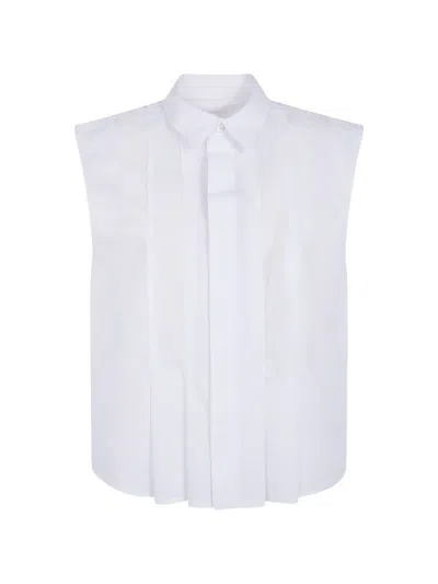 Sacai Pleated Sleeveless Shirt In White