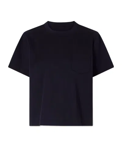 Sacai Pleated Striped Cotton-jersey And Poplin T-shirt In Black