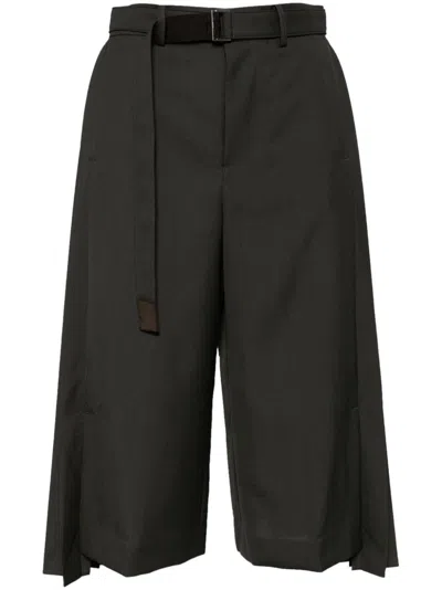 Sacai Pleated Tailored Trousers In Green