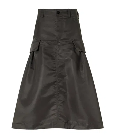 Sacai Cargo Pleated Nylon-twill Midi Skirt In Green