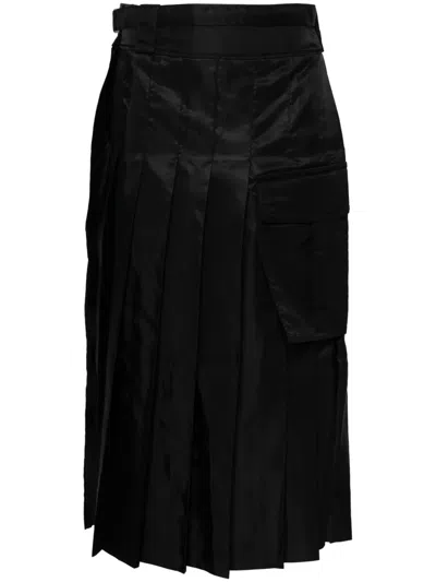 SACAI PLEATED TWILL MIDI SKIRT
