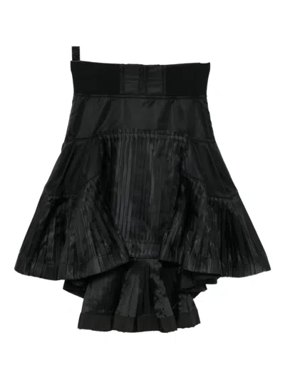 Sacai Pleated Twill Skirt In Black