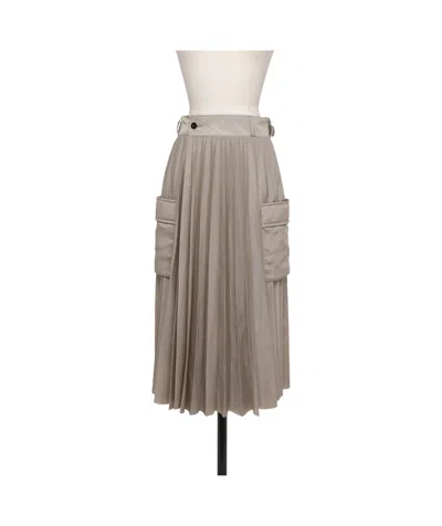Sacai Pleated Wrap Midi Skirt In Gray