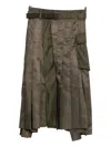 Sacai Womens Khaki Pleated Belted Shell Midi Skirt In Brown