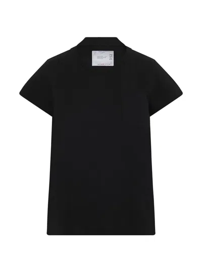 Sacai Pleated-back Pocket T-shirt In Black