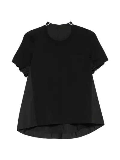 Sacai Pleated-back T-shirt In Black