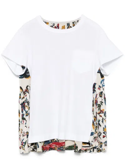 Sacai Plissé-details T-shirt In White
