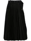 Sacai Plissé Midi Skirt In Black