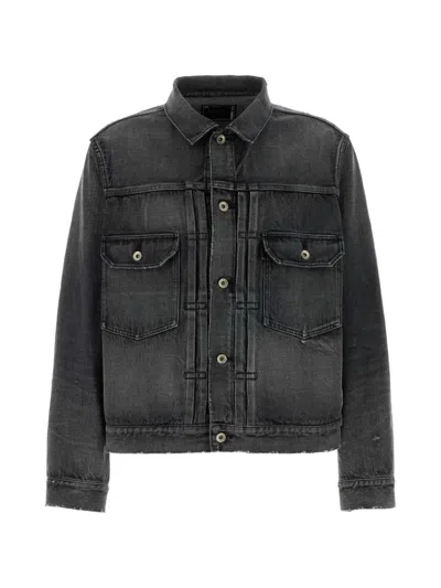 Sacai Pocket Denim Jacket In Gray