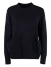 Sacai Sponge Sweat Round Neck Pullover In Black