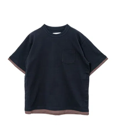 Sacai Pocket Double-layered T-shirt In Blue