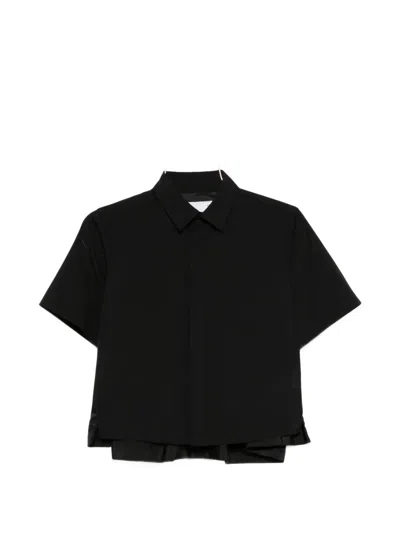 Sacai Pocket Pleated Shirt In Black