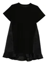 Sacai Pocket Ruffled Mini Day Dress In Black