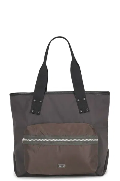Sacai Pocket Tote Bag Large In Dark Khaki