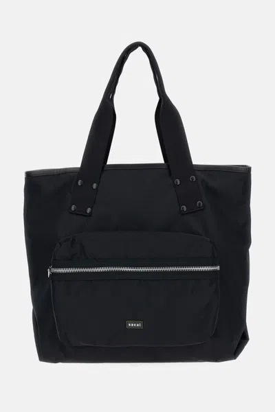 Sacai Pockete Tote Bag Large In Black