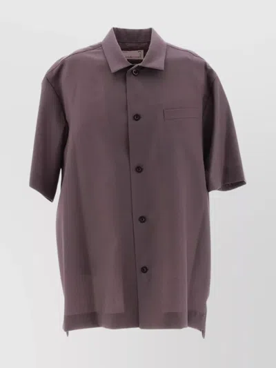 Sacai Pocketed Short Sleeve Shirt In Purple