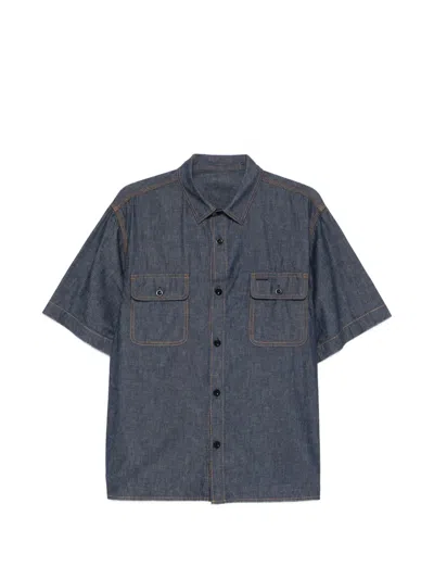 Sacai Point-collar Shirt In Blue