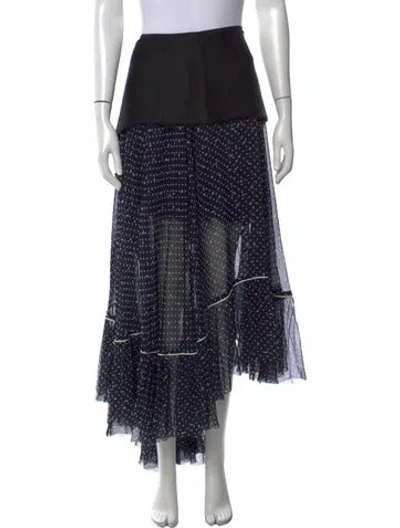 Pre-owned Sacai Polka Dot Print Long Skirt In Black