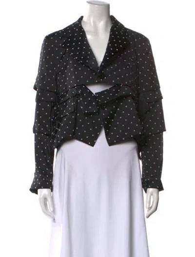 Pre-owned Sacai Polka Dot Print Long Sleeve Blouse In Black