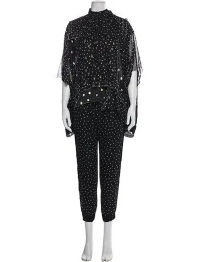Pre-owned Sacai Polka Dot Print Pleated Accents Pantsuit In Multi