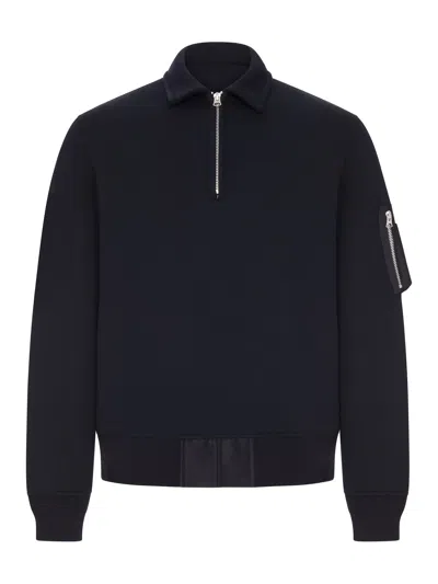 Sacai Polo Sweatshirt With Zip And Sleeve Pocket In Multi