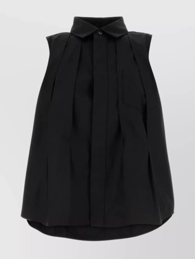 Sacai Polyester Blend Shirt With Rear Yoke In Black