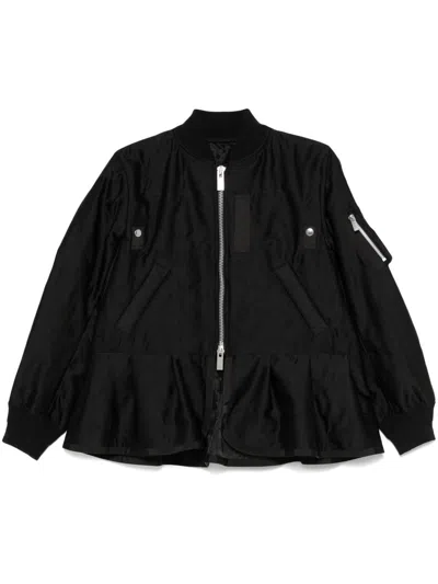 Sacai Polyester Nylon Blend Coat In Black