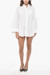 Sacai Popeline Shirt Dress With Flared Sleeves In White