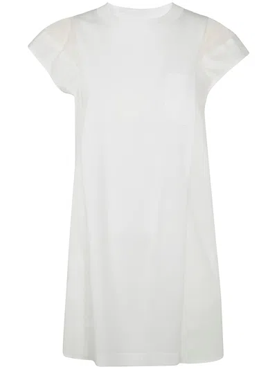 Sacai Popeline X Cotton Jersey Dress In White