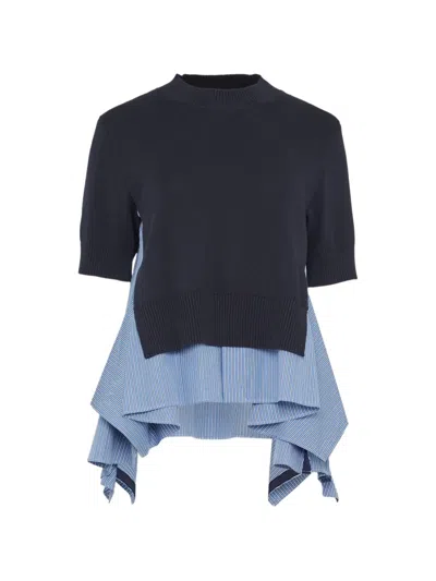 Sacai Poplin Blouse In Blue