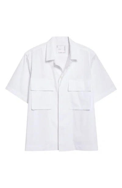 Sacai Poplin Camp Shirt In Black