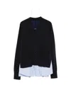 Sacai Poplin Cardigan In Black