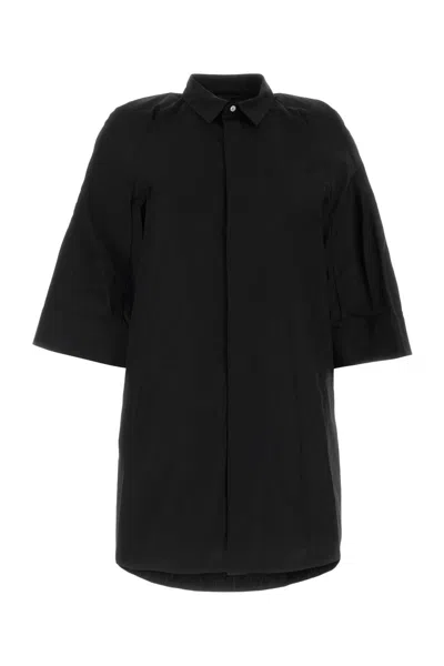 Sacai Pleated-back Wide-sleeve Mini Shirt Dress In Blue