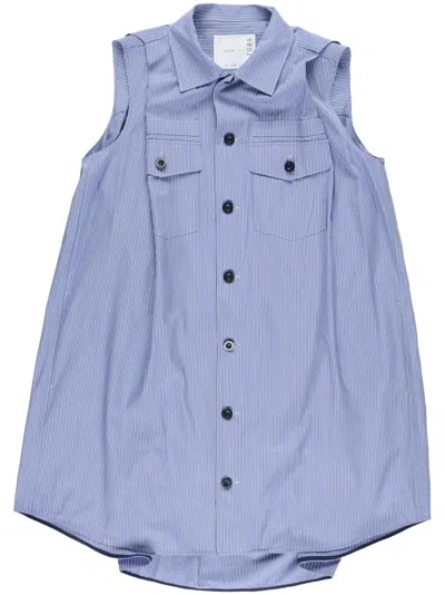 Sacai Poplin Dress In Blue