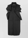 Sacai Poplin Dress With Cap Sleeves And Ruffled Detail In Black