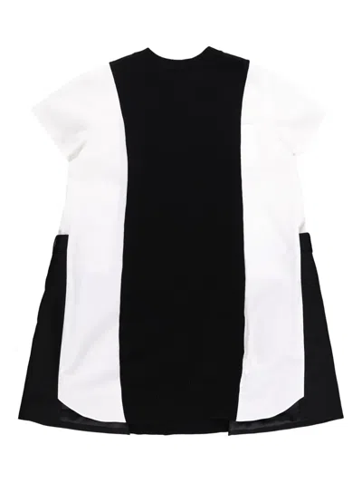 Sacai Poplin Knit Dress In Black