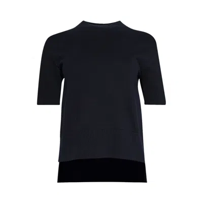 Pre-owned Sacai Poplin Knit Pullover 'navy Blue Stripe' | Women's Size 2