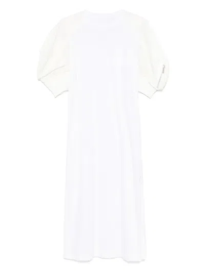 Sacai Poplin Midi Dress In White