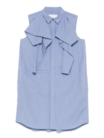Sacai Poplin Mini Dress In Blue