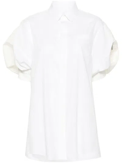 Sacai Puff-sleeve Poplin Minidress In White