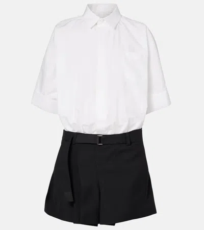 Sacai Poplin Minidress In White