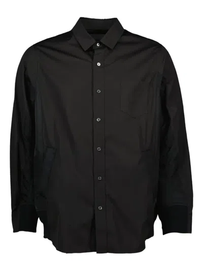Sacai Poplin Nylon Shirt In Black