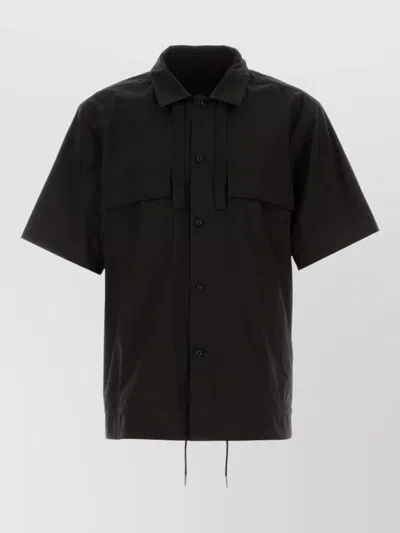 Sacai Poplin Oversize Shirt Collared Drawstring Hem In Black