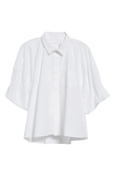 Sacai Poplin Peplum Shirt In Off White