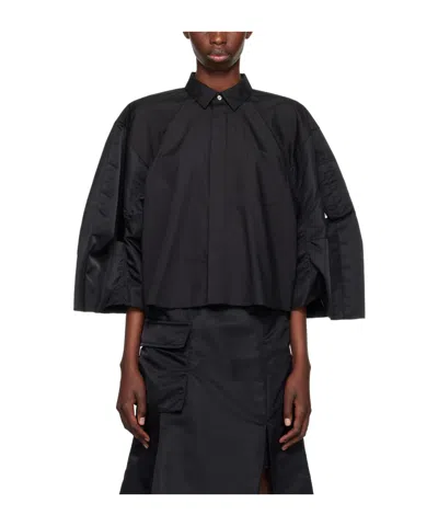 Sacai Black Puff Sleeve Shirt In 001 Black