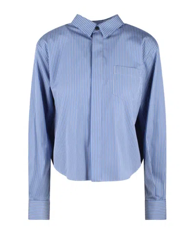 Sacai Poplin Shirt In Blue Stripe