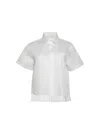 Sacai Asymmetrical Short-sleeved Shirt In White